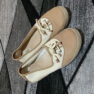 UGG CATRIN LEATHER TAN CREAM ESPADRILLE FLATS SHOES PRICE FIRM